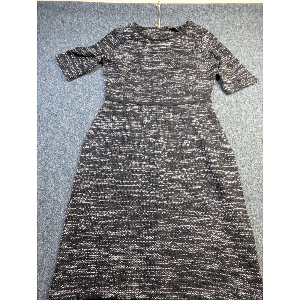 Banana Republic Womens Black White Tweed Knit Sheath Dress Size 6 Short Sleeve